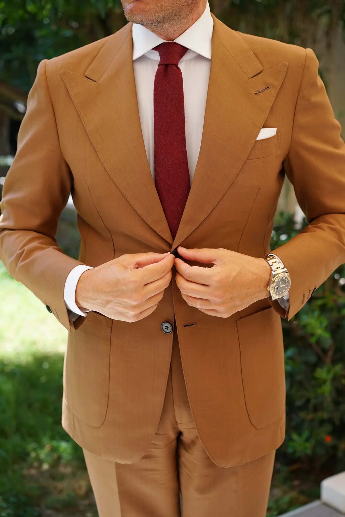 Mahogany Wine Linen Twill Skinny Tie sold by OTAA product image thumbnail 5