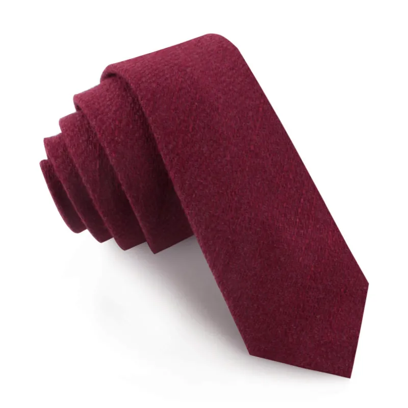 Mahogany Wine Linen Twill Skinny Tie made by OTAA