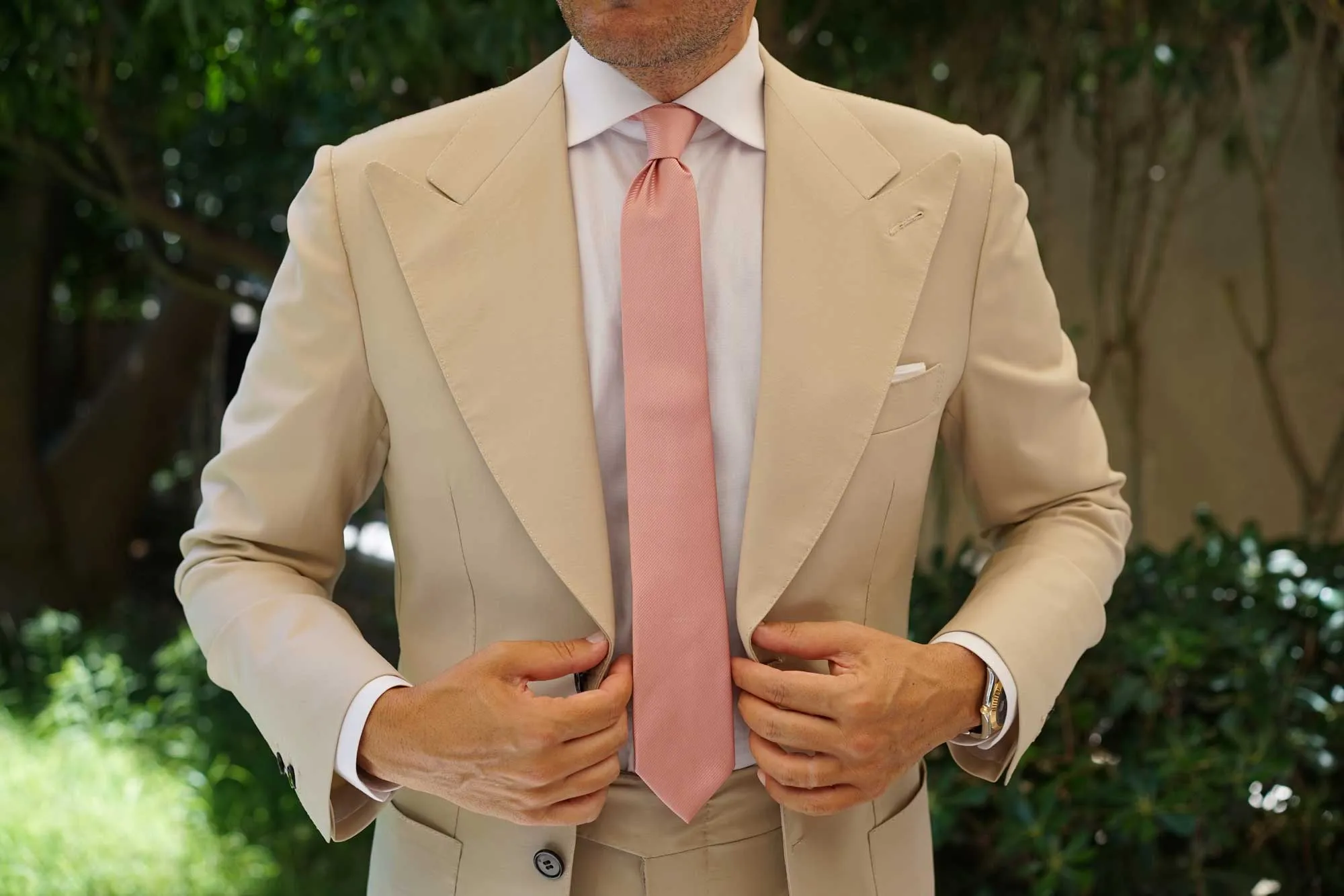 Dusty Blush Pink Twill Skinny Tie sold by OTAA product image thumbnail 4