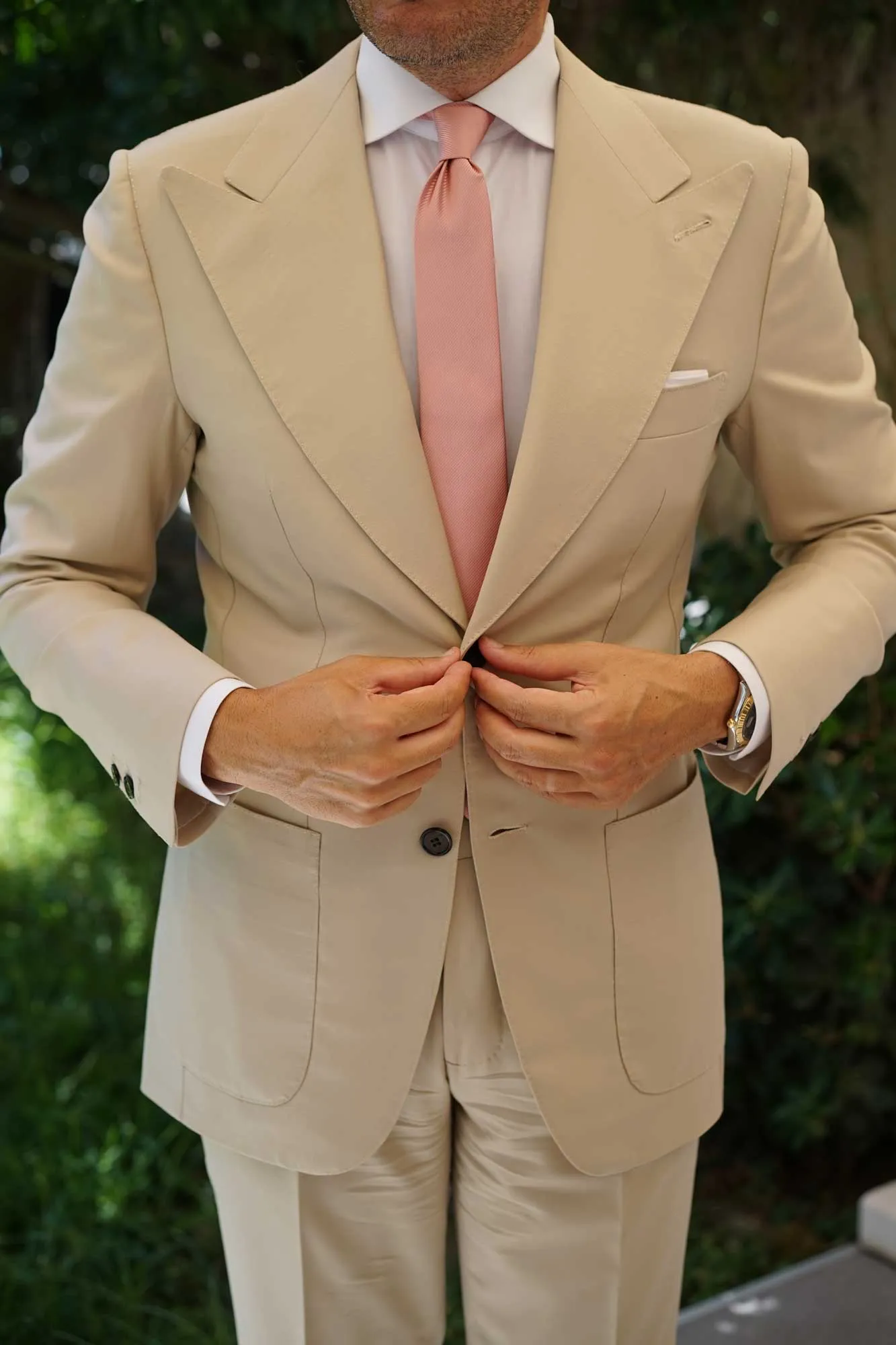 Dusty Blush Pink Twill Skinny Tie sold by OTAA product image thumbnail 5
