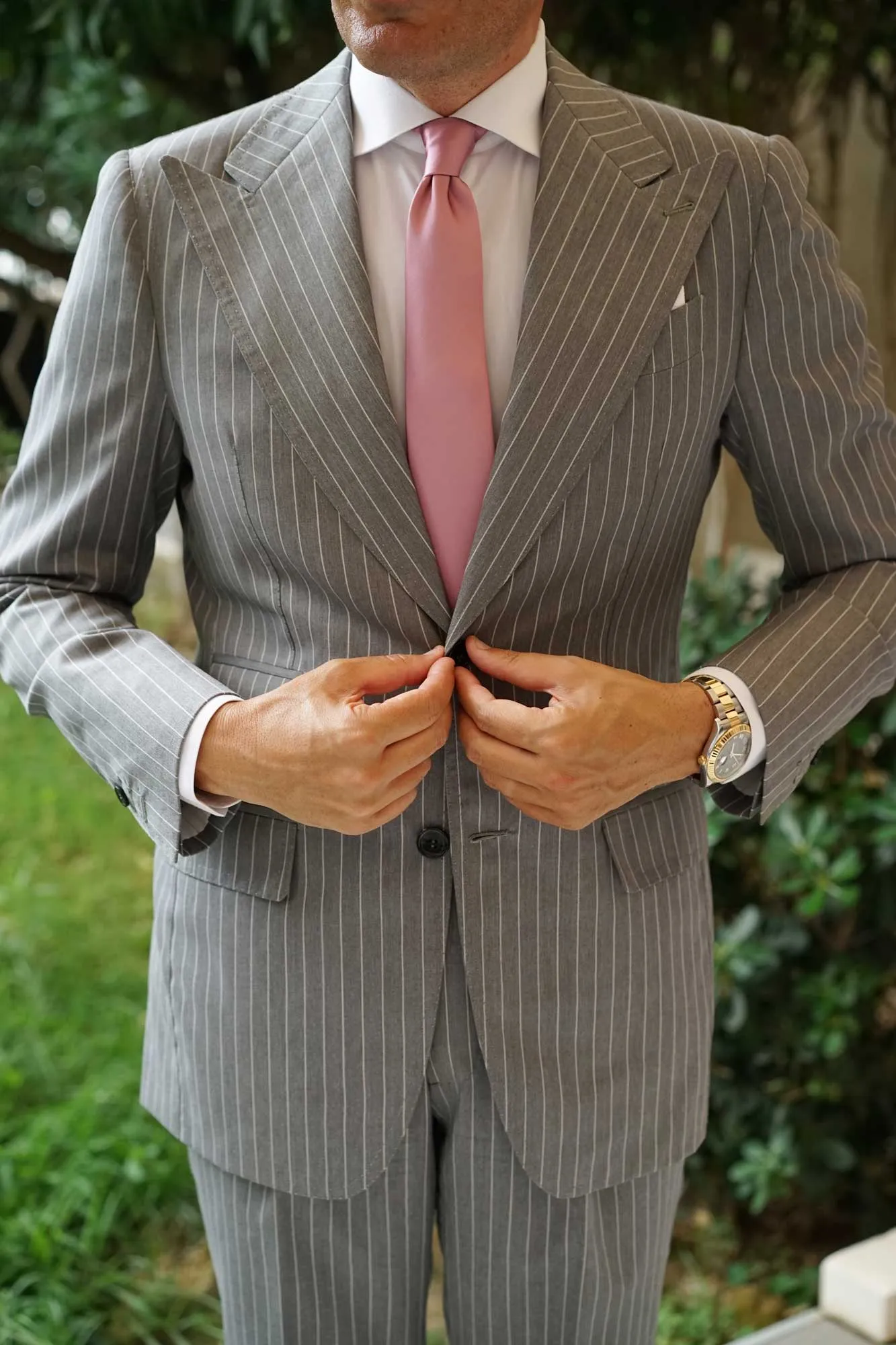 Dusty Rose Pink Satin Skinny Tie sold by OTAA product image thumbnail 5