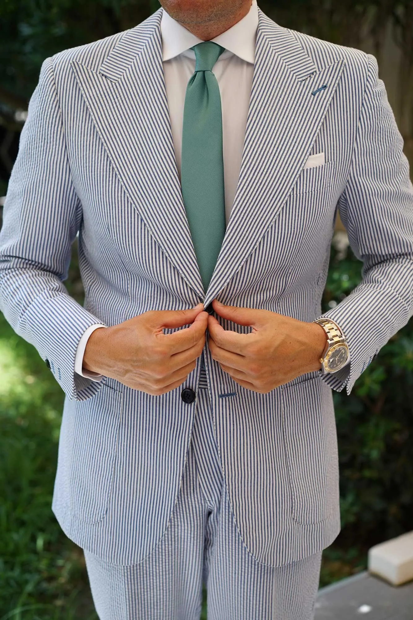 Viridian Green Twill Skinny Tie sold by OTAA product image thumbnail 5