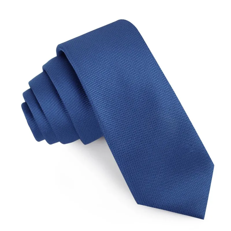Ultramarine Classic Navy Blue Weave Skinny Tie made by OTAA