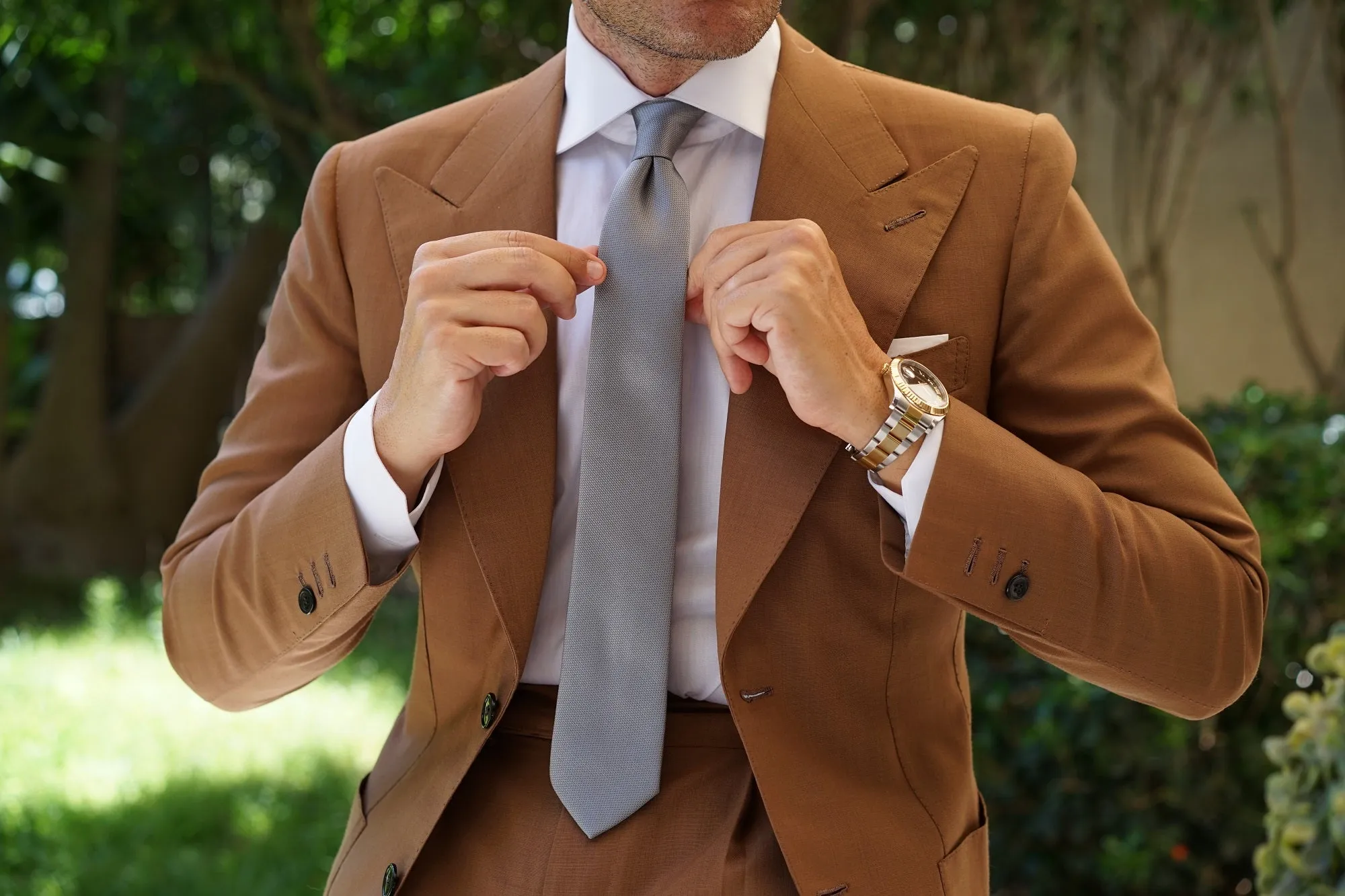 Mercury Grey Weave Skinny Tie sold by OTAA product image thumbnail 4