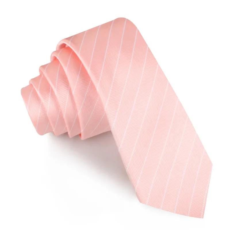 Blush Pink Herringbone Pinstripe Skinny Tie made by OTAA