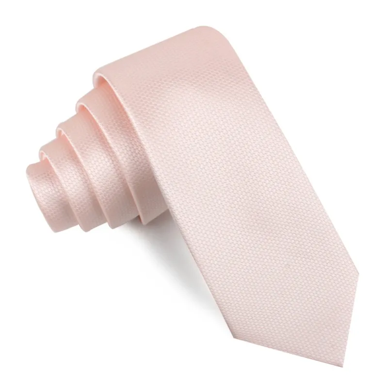 Blush Pink Basket Weave Skinny Tie made by OTAA