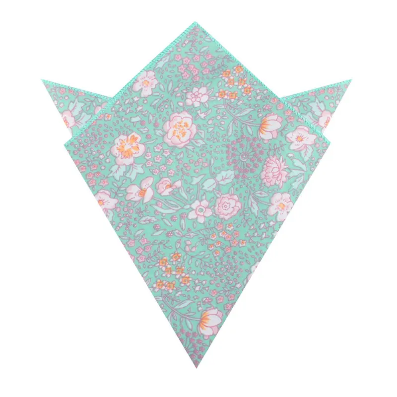 Maui Mint Green Floral Pocket Square made by OTAA