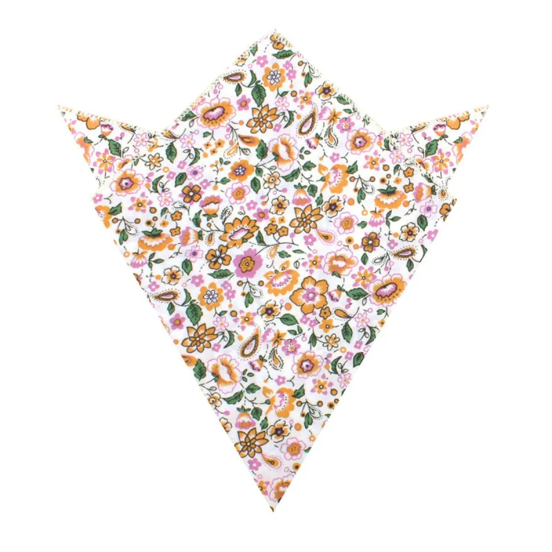Diamond White Liberty Floral Pocket Square made by OTAA