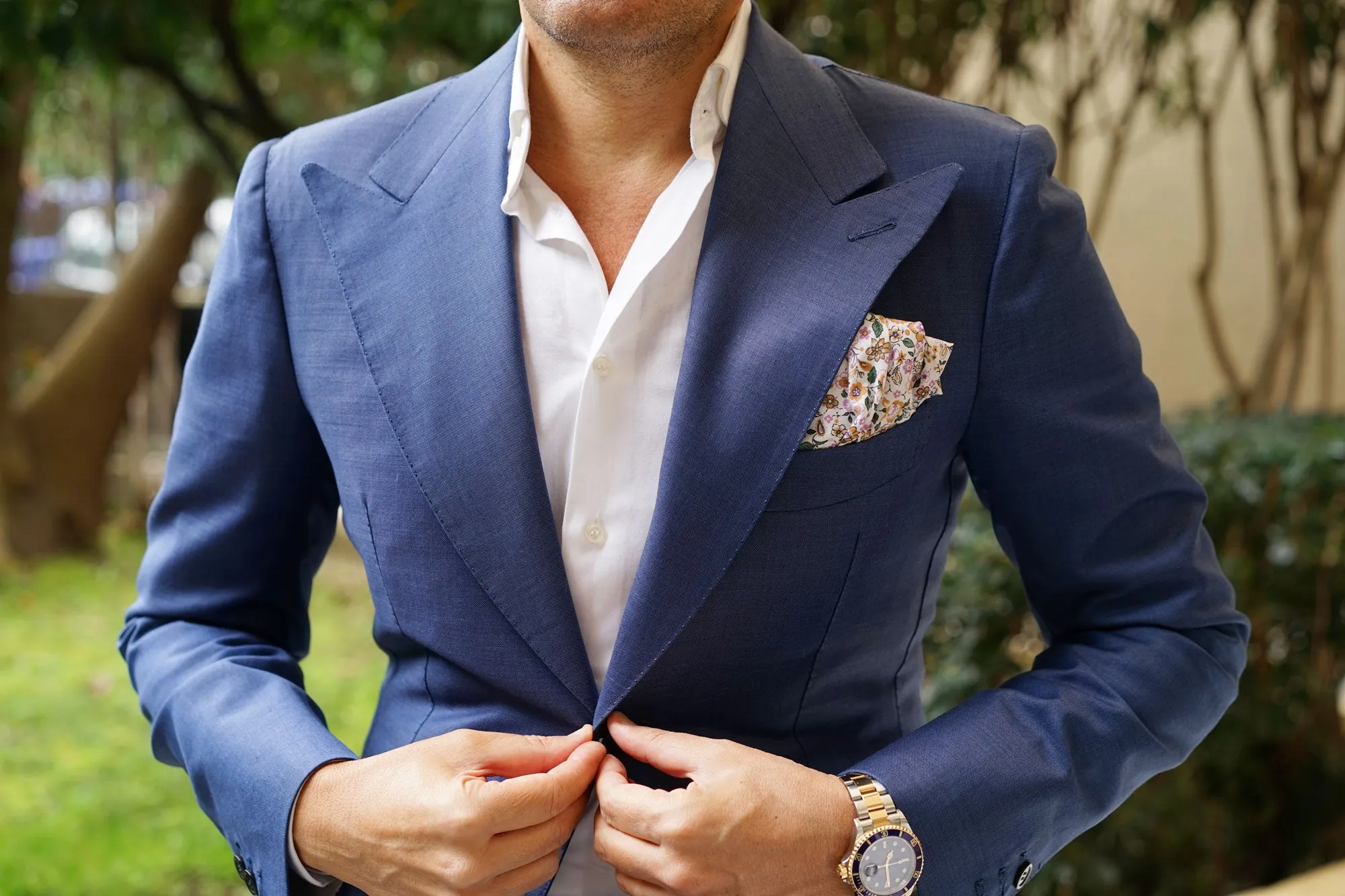 Diamond White Liberty Floral Pocket Square sold by OTAA product image thumbnail 3