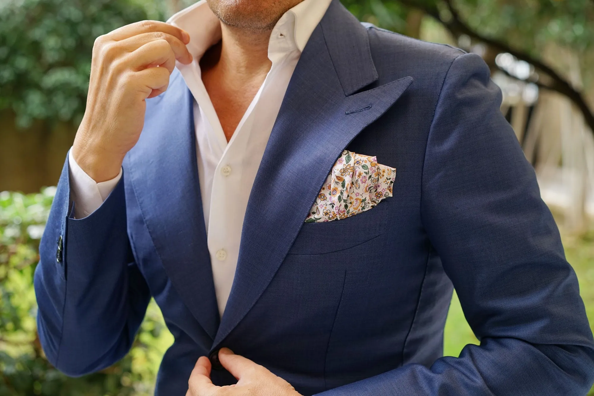 Diamond White Liberty Floral Pocket Square sold by OTAA product image thumbnail 5