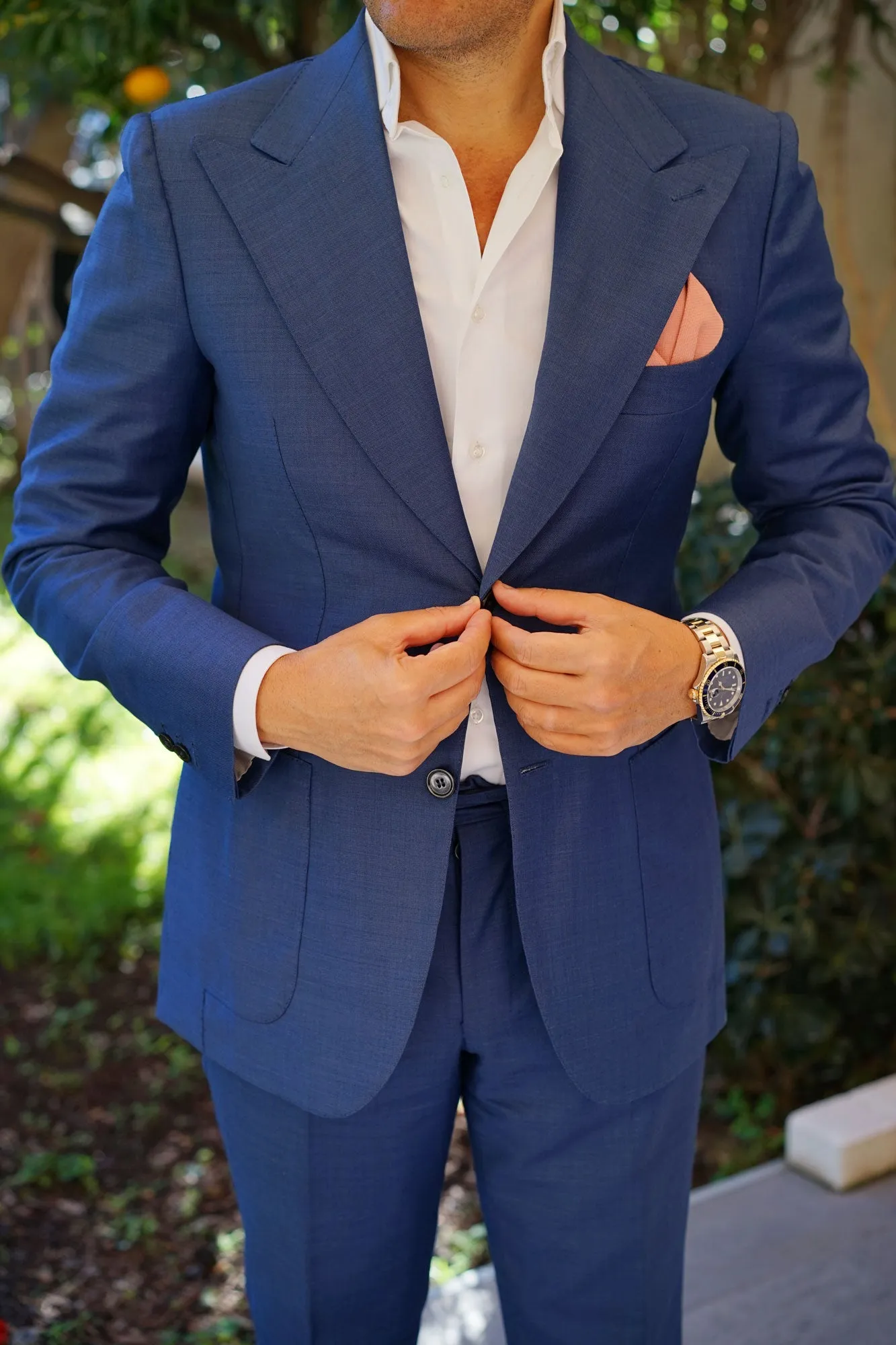 Sunset Peach Linen Twill Pocket Square sold by OTAA product image thumbnail 4