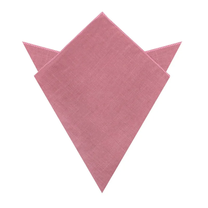 Dusty Rose Pink Linen Pocket Square made by OTAA