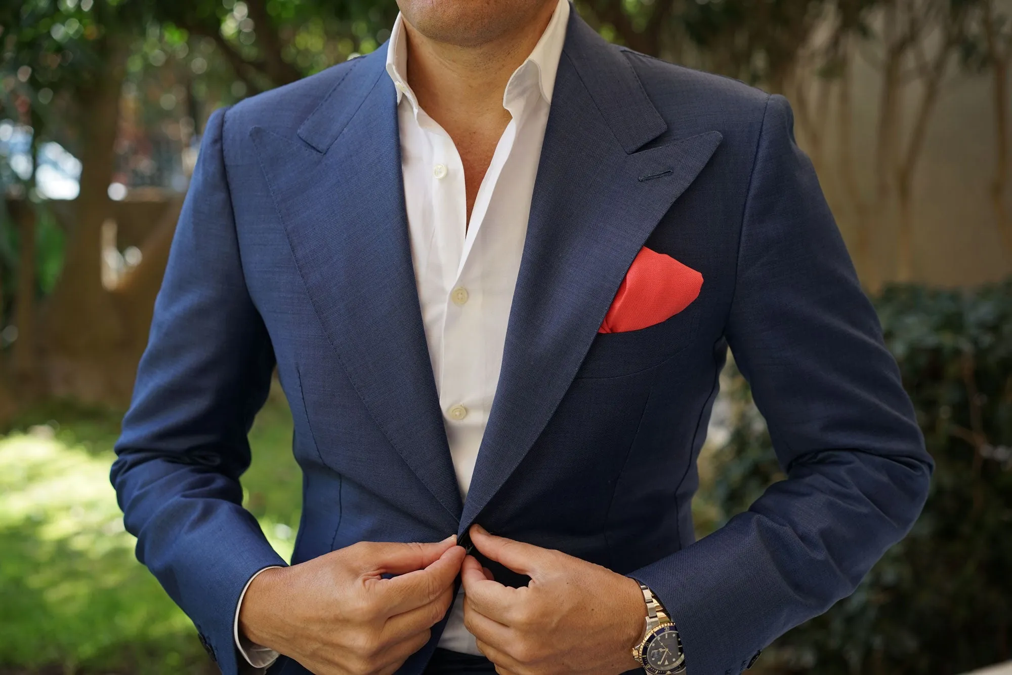 Guava Coral Linen Pocket Square sold by OTAA product image thumbnail 3