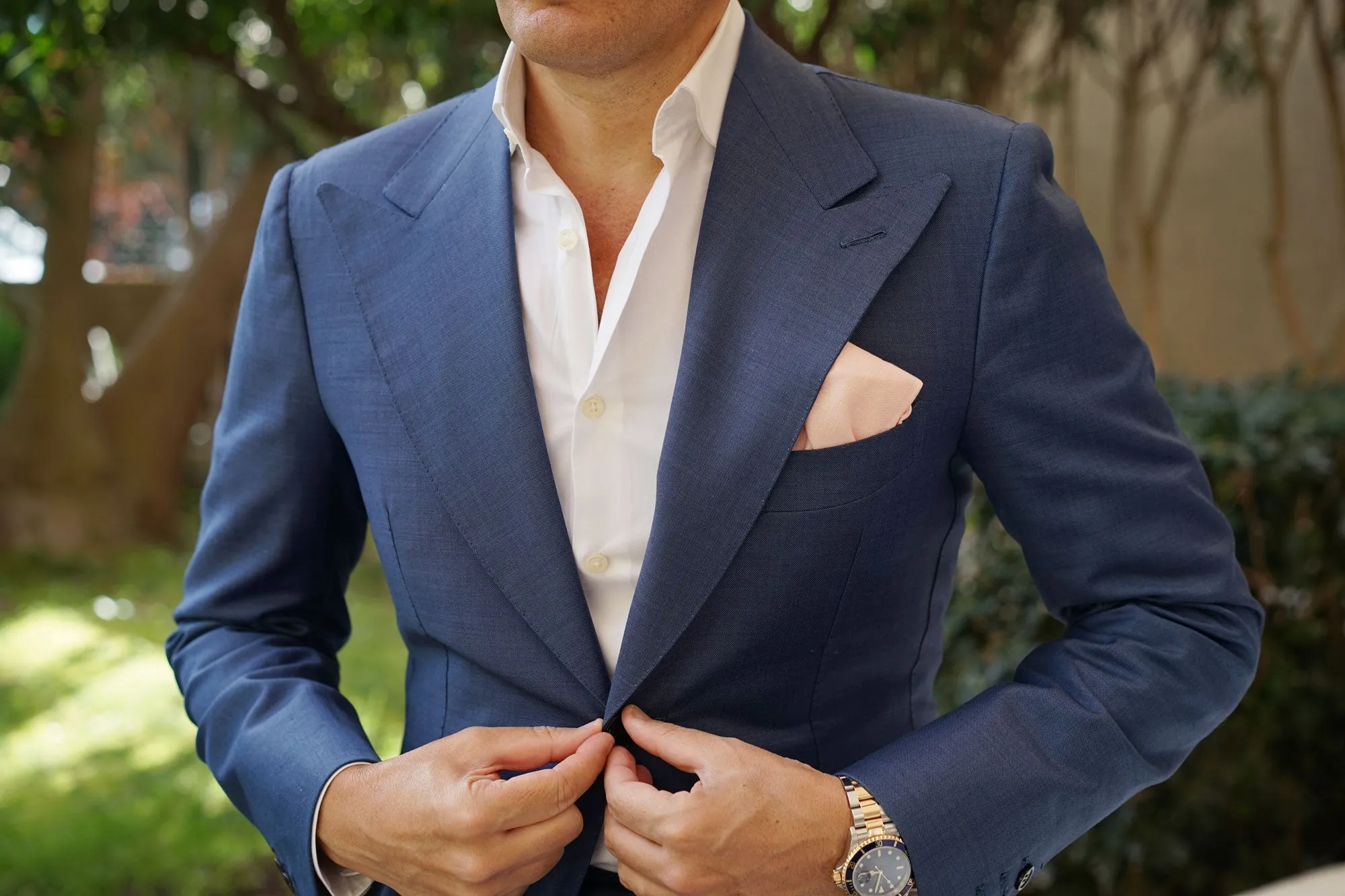 Blush Petal Pink Linen Pocket Square sold by OTAA product image thumbnail 5
