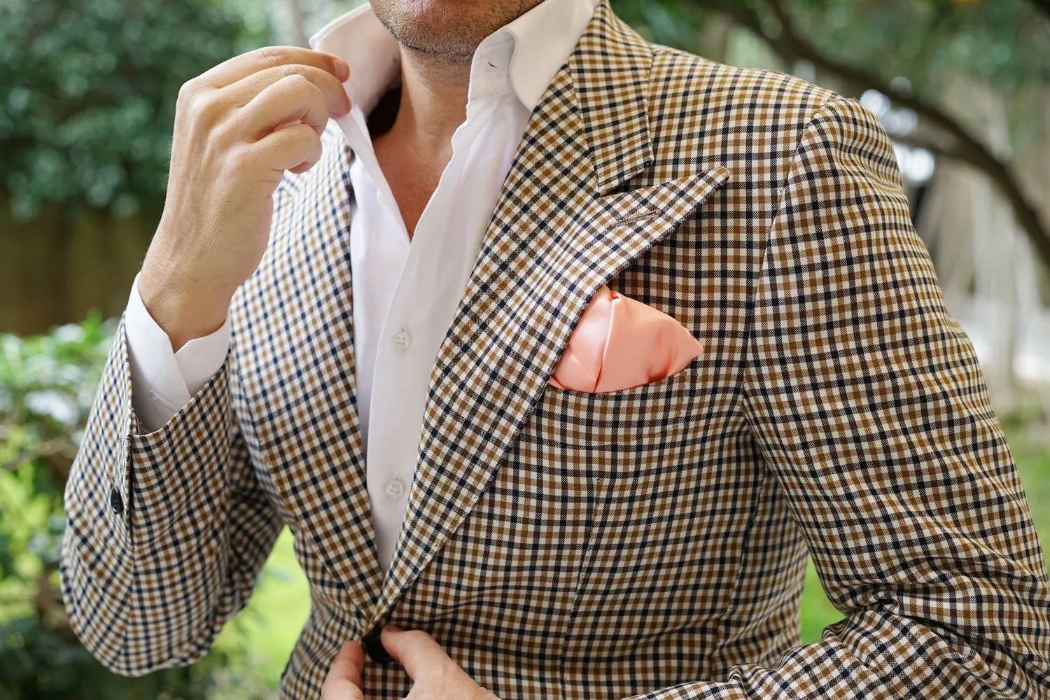 Salmon Frosty Pink Satin Pocket Square sold by OTAA product image thumbnail 5