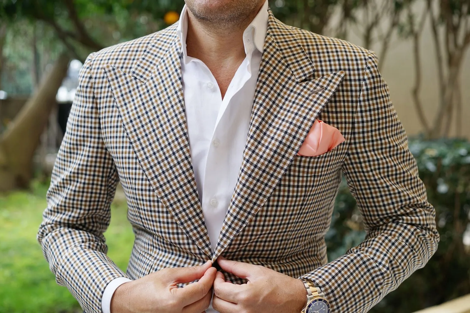 Salmon Frosty Pink Satin Pocket Square sold by OTAA product image thumbnail 3