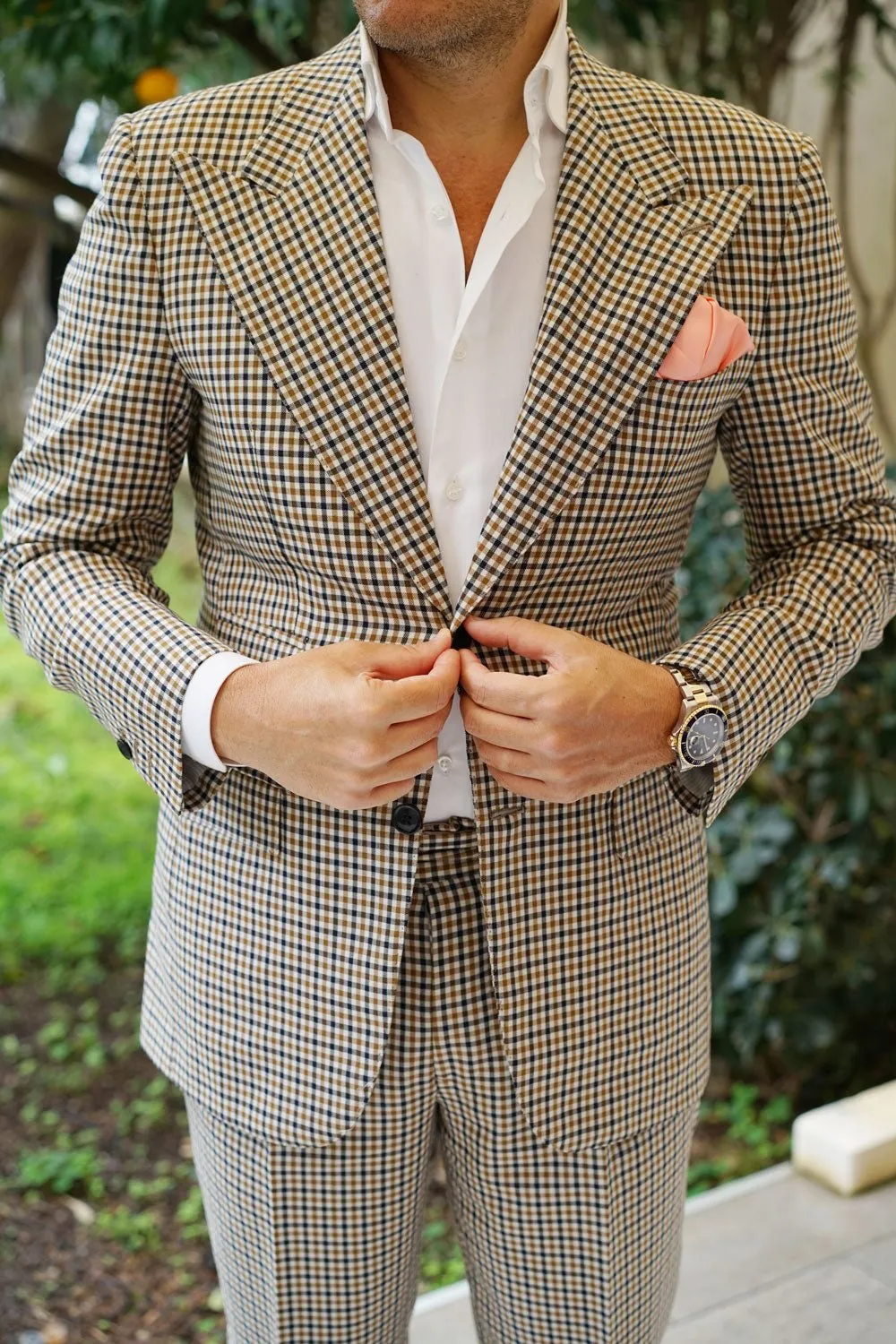 Salmon Frosty Pink Satin Pocket Square sold by OTAA product image thumbnail 4