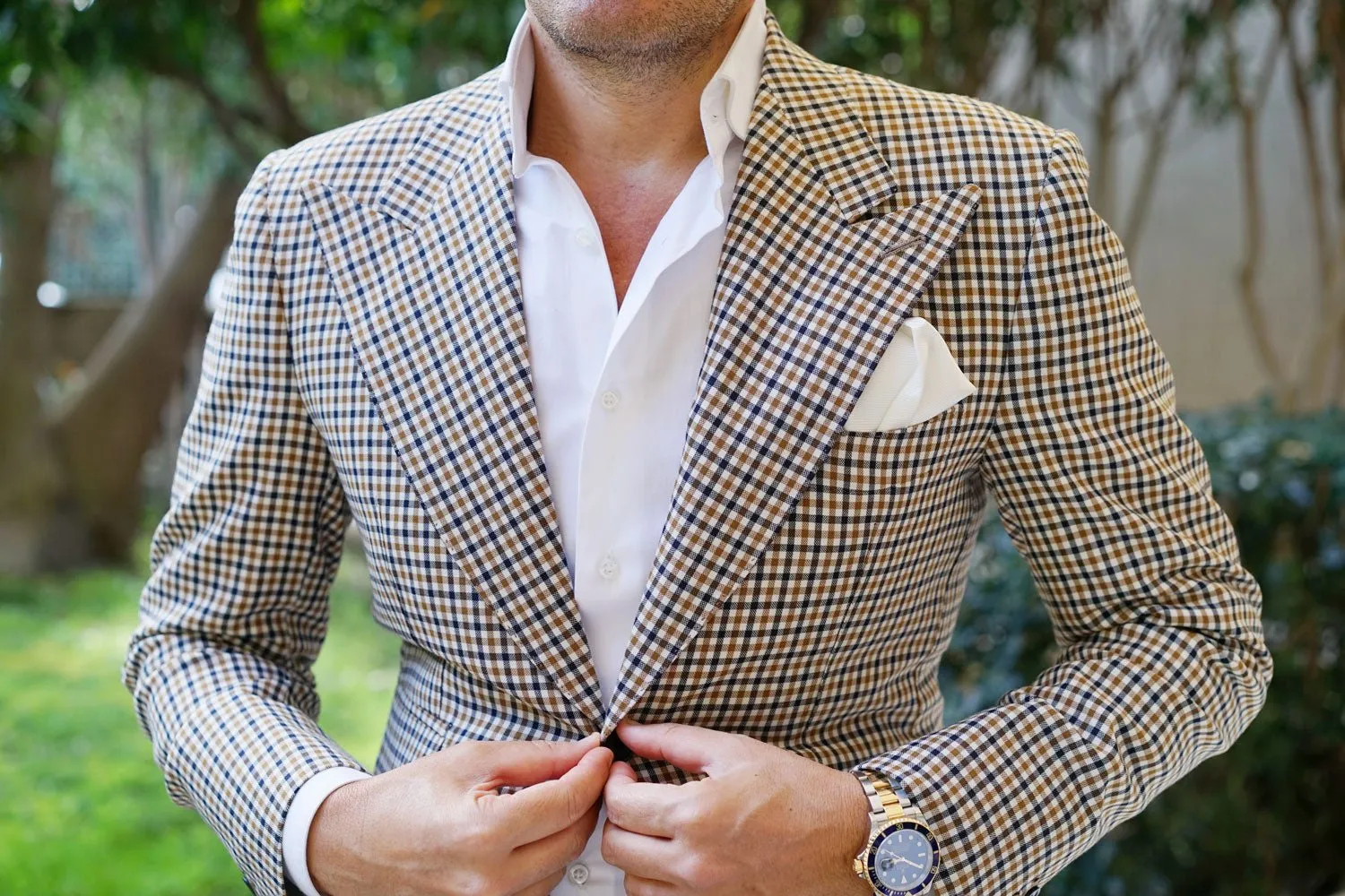 Ivory Crisp Twill Pocket Square sold by OTAA product image thumbnail 3