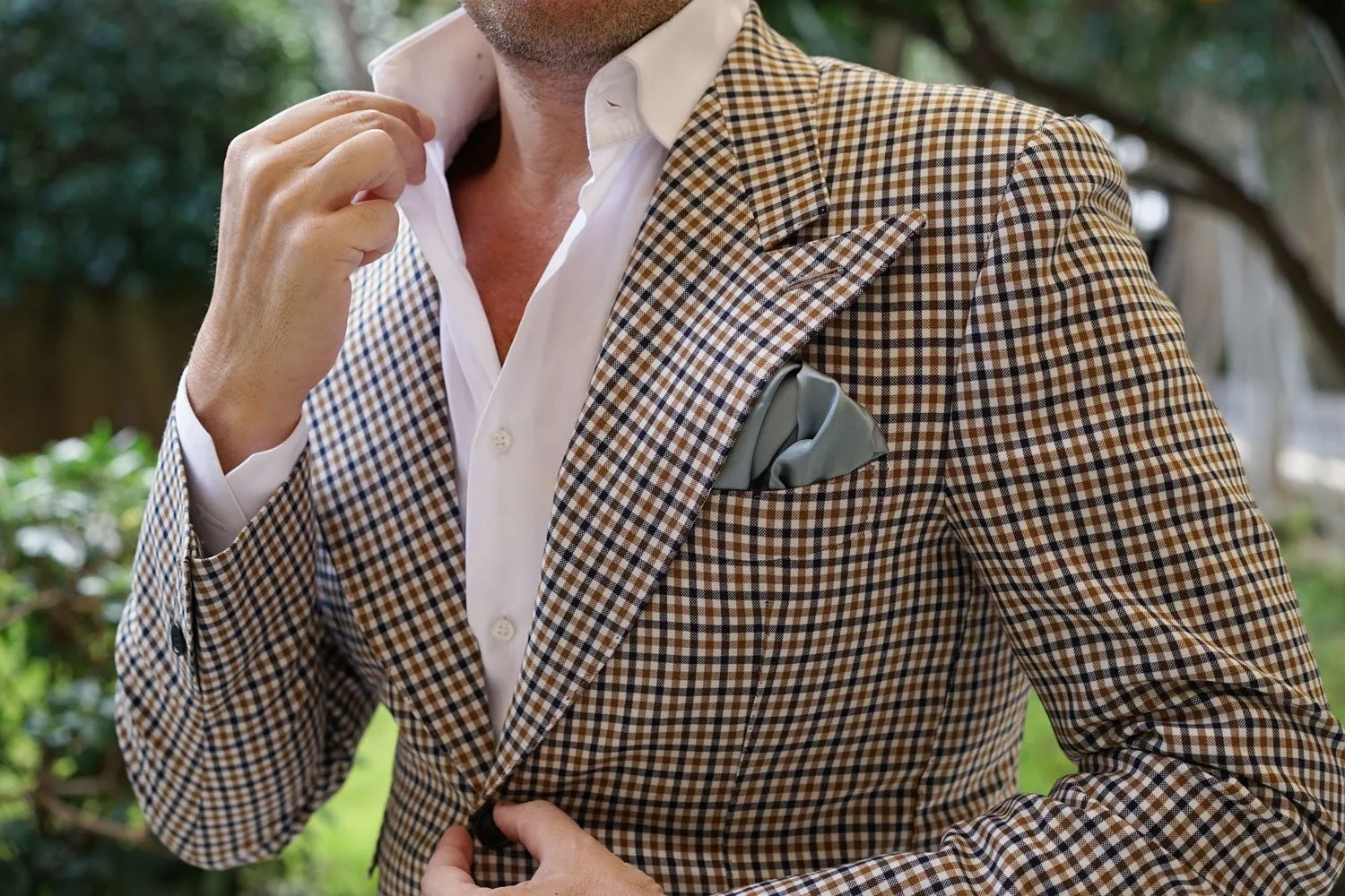 Silver Sage Satin Pocket Square sold by OTAA product image thumbnail 5