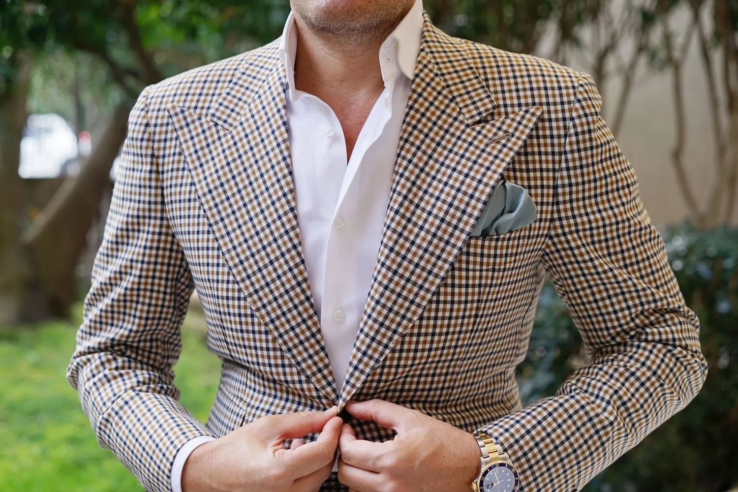 Silver Sage Satin Pocket Square sold by OTAA product image thumbnail 3