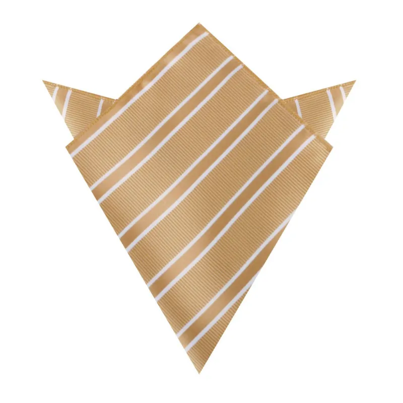 Champagne Gold Double Stripe Pocket Square made by OTAA