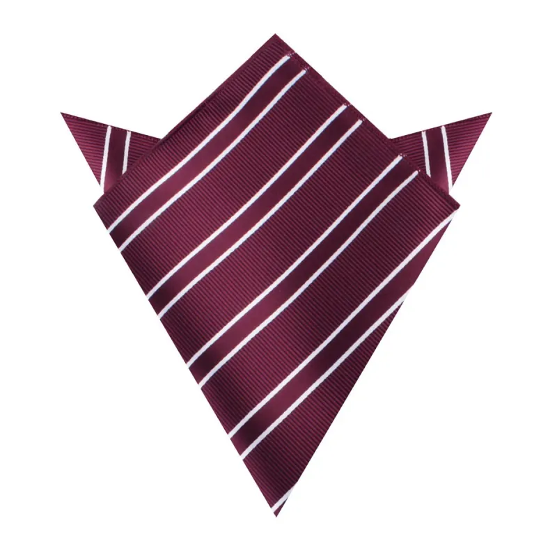Wine Burgundy Double Stripe Pocket Square made by OTAA