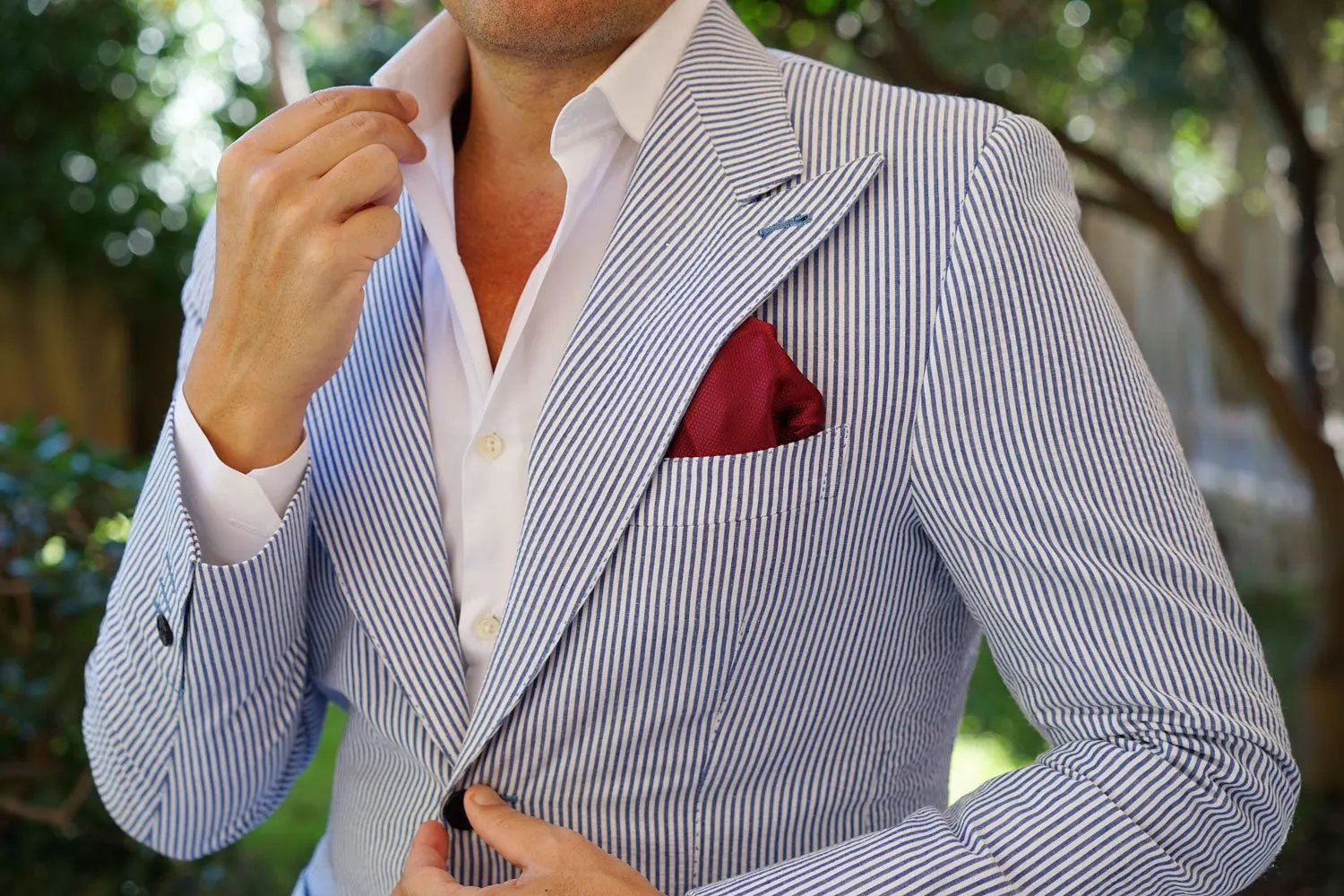 Burgundy Basket Weave Pocket Square sold by OTAA product image thumbnail 5