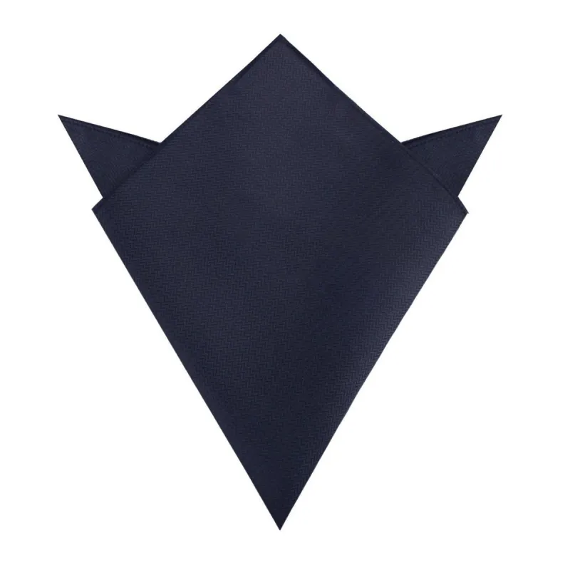 Navy Blue Diagonal Herringbone Pocket Square made by OTAA