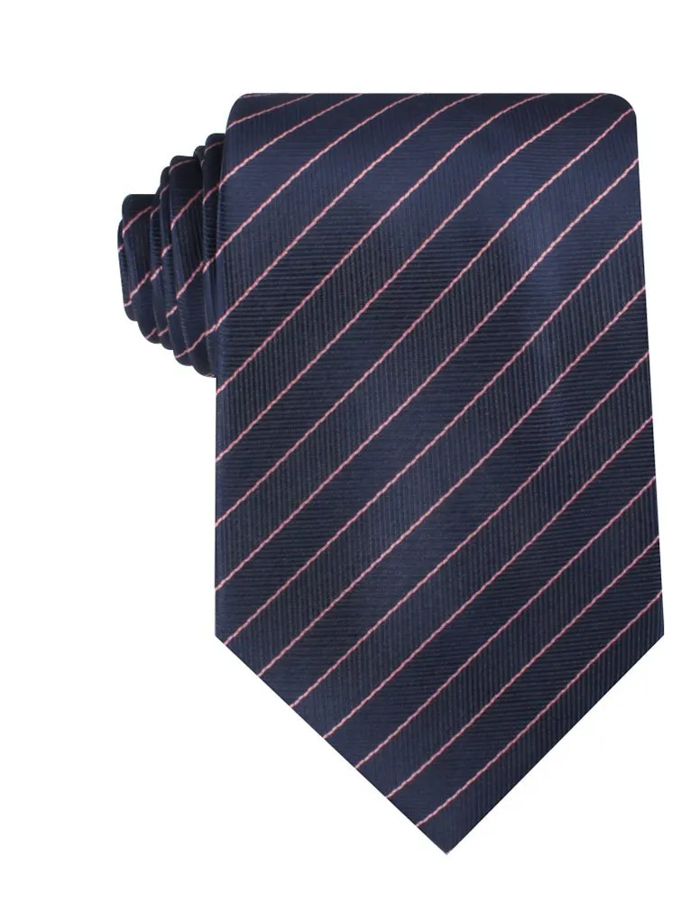 Pink Striped Navy Blue Herringbone Necktie sold by OTAA
