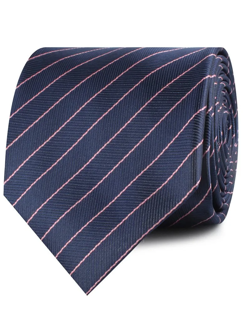 Pink Striped Navy Blue Herringbone Necktie sold by OTAA product image thumbnail 2
