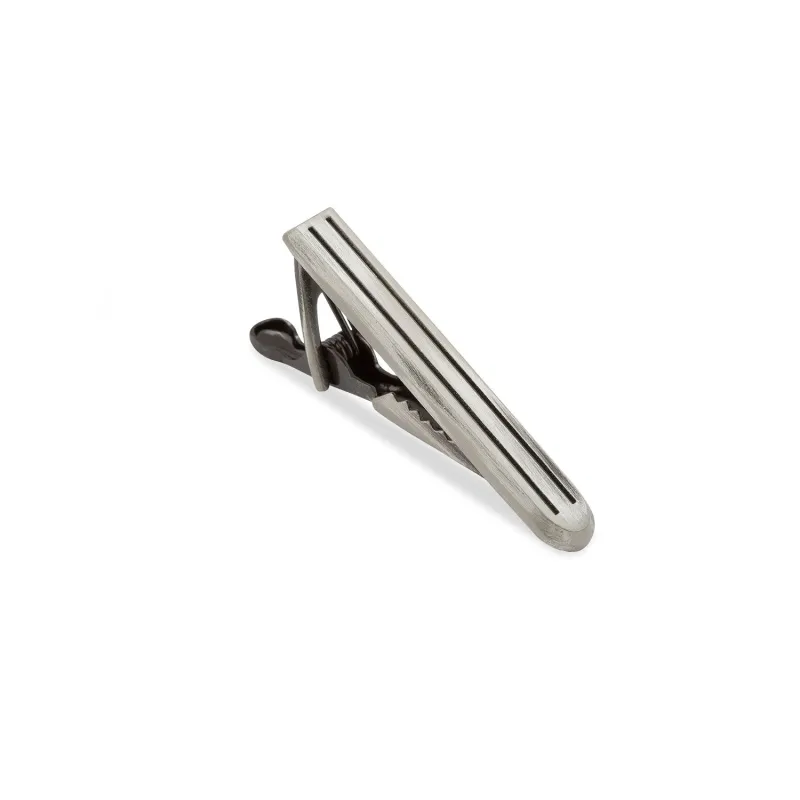 Mini Antique Silver Pinstripe Tie Bar made by OTAA