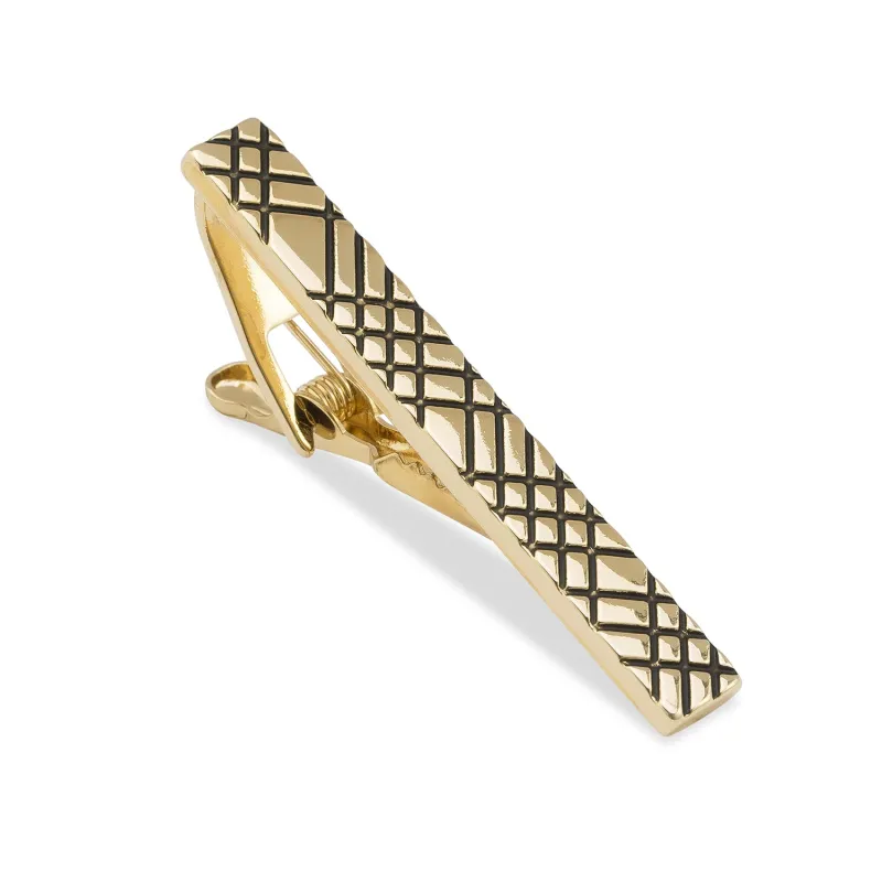 Crosshatch Gold Tie Bar made by OTAA