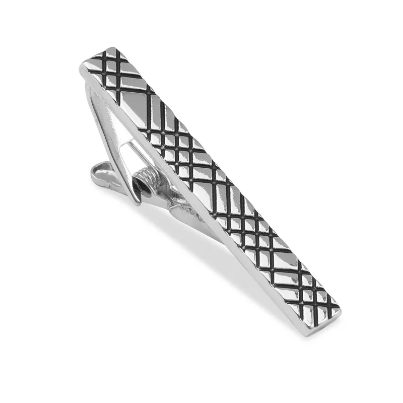 Crosshatch Silver Tie Bar made by OTAA