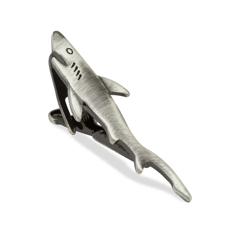 Antique Silver Shark Tie Bar made by OTAA