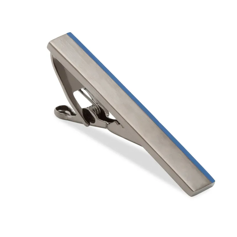 Gunmetal Blue Streak Tie Bar made by OTAA
