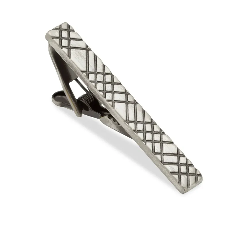 Crosshatch Antique Silver Tie Bar made by OTAA
