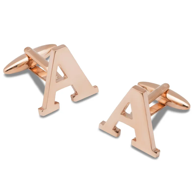 Rose Gold Letter A Cufflinks made by OTAA