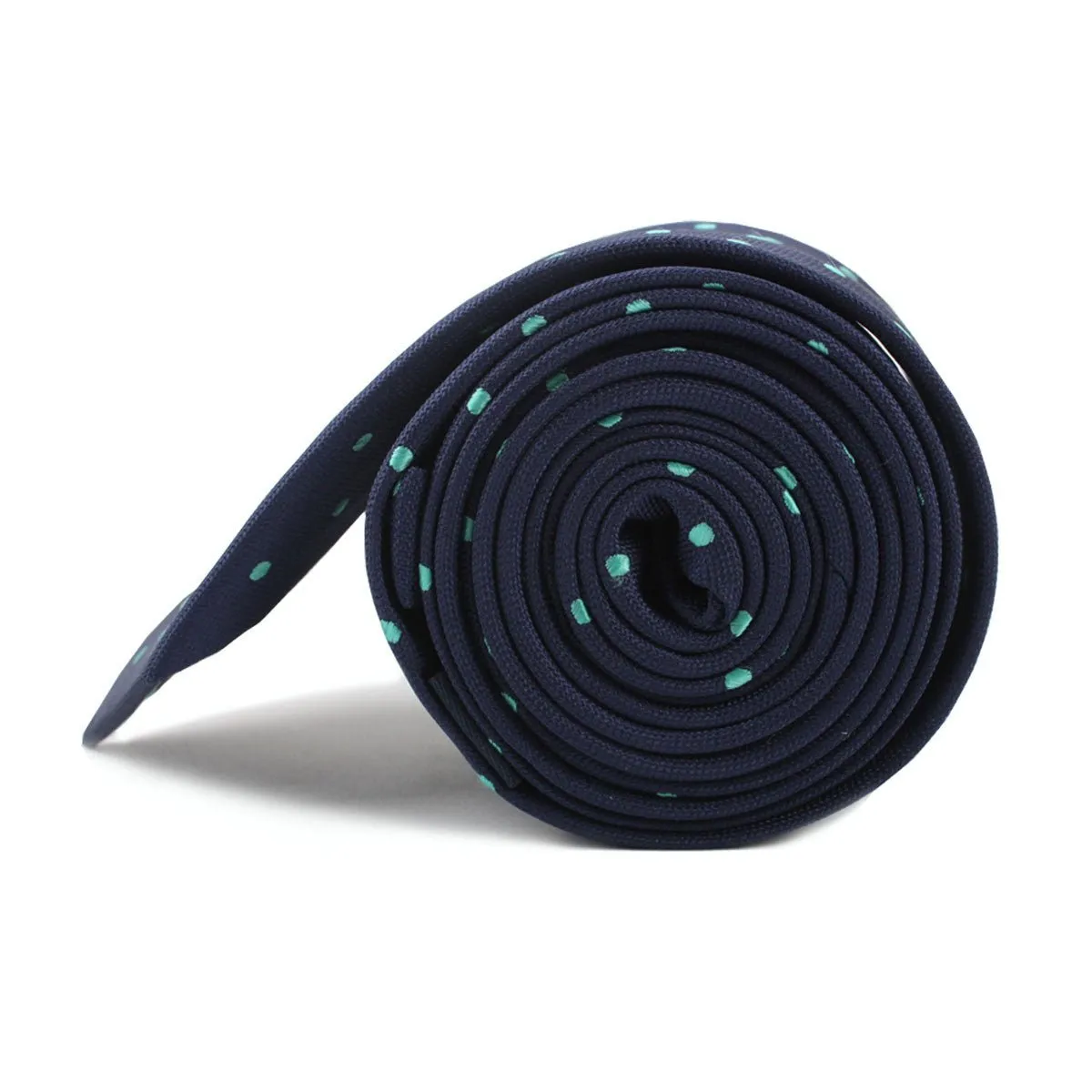 Navy Blue with Mint Green Polka Dots Skinny Tie sold by OTAA product image thumbnail 3
