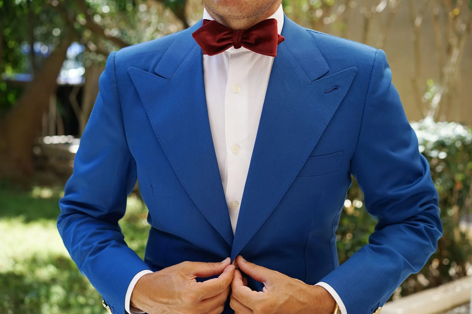 Bond Burgundy Diamond Velvet Self Bow Tie sold by OTAA product image thumbnail 4