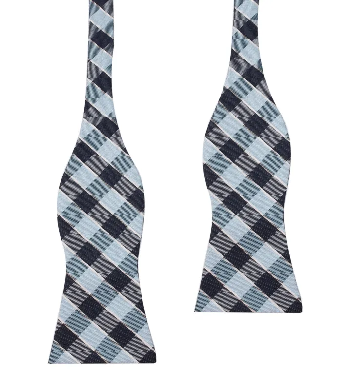 Light and Navy Blue Checkered Bow Tie Untied made by OTAA