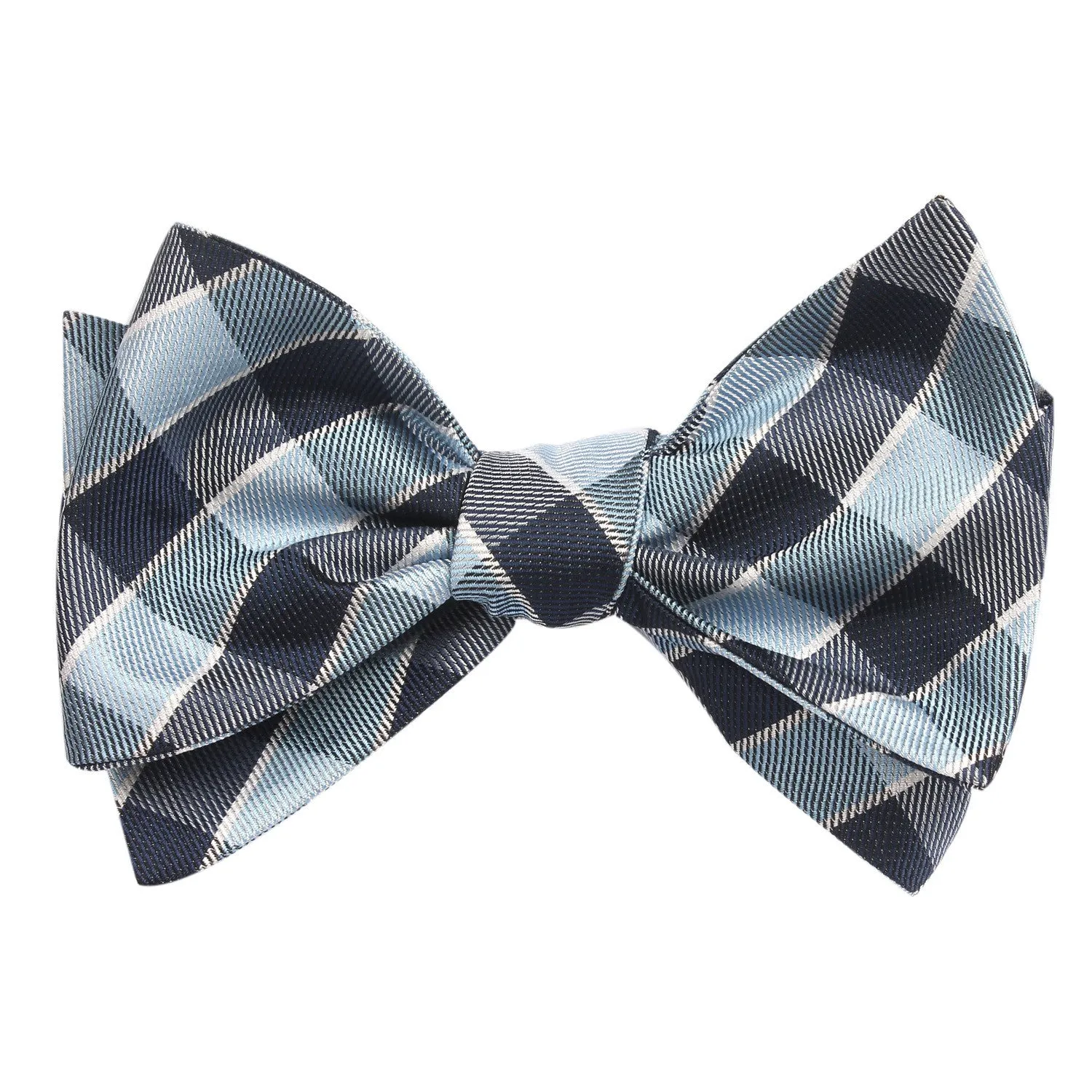 Light and Navy Blue Checkered Bow Tie Untied sold by OTAA product image thumbnail 2