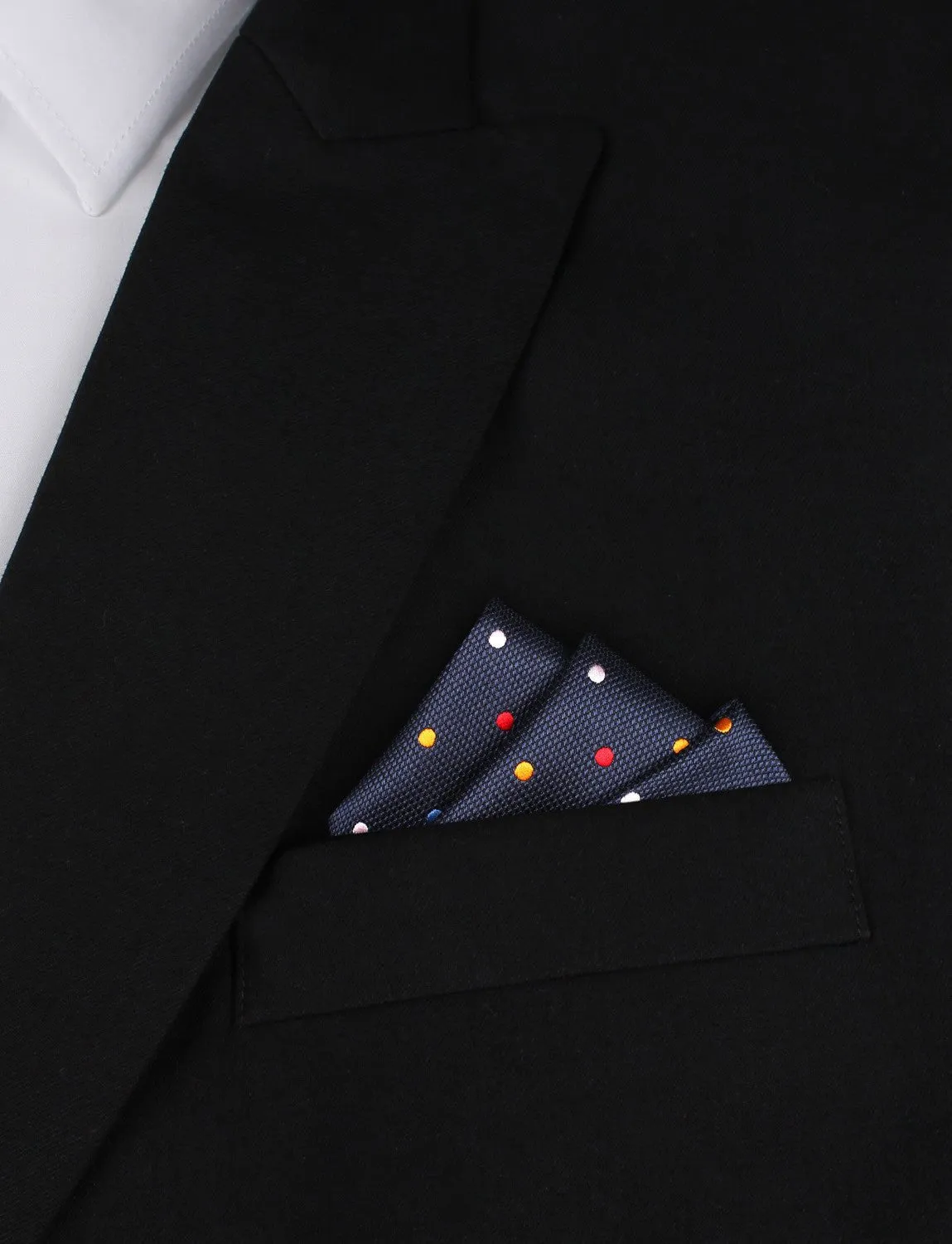 Navy Blue with Confetti Polka Dots Pocket Square sold by OTAA product image thumbnail 3
