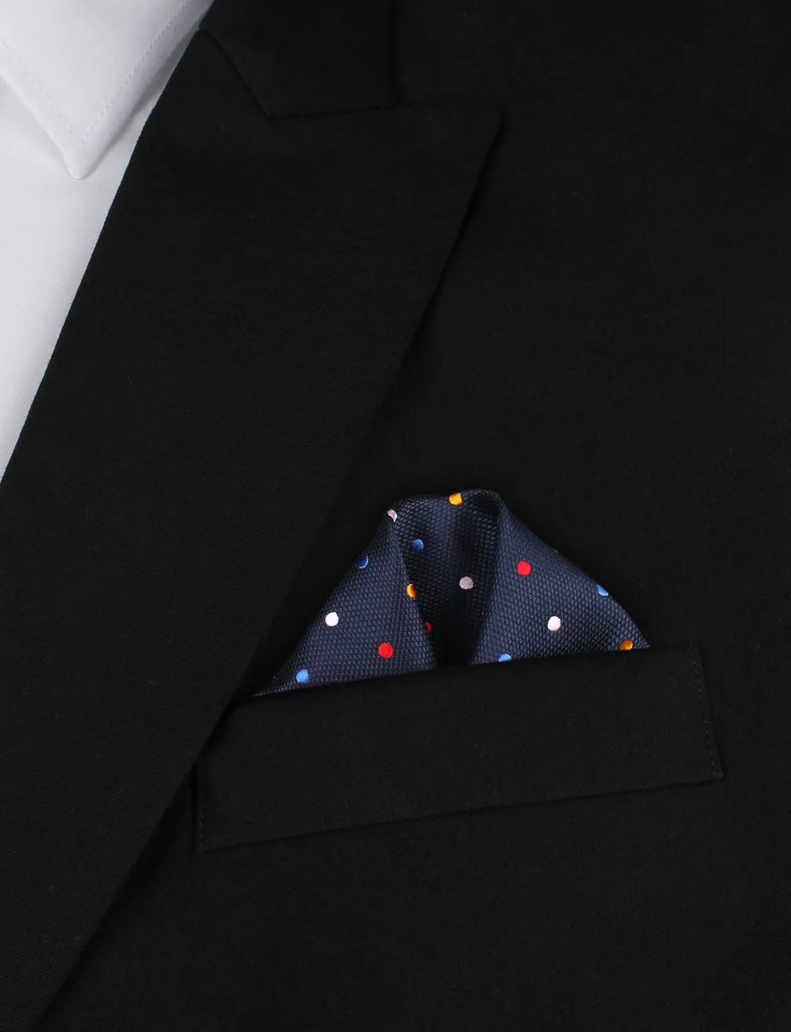 Navy Blue with Confetti Polka Dots Pocket Square sold by OTAA product image thumbnail 4