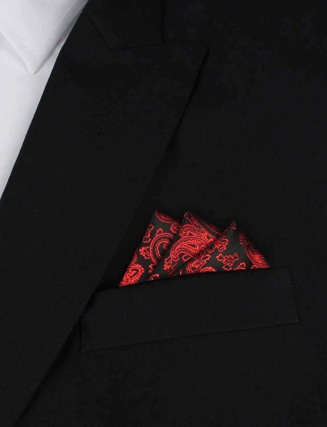 Paisley Red and Black Pocket Square sold by OTAA product image thumbnail 3