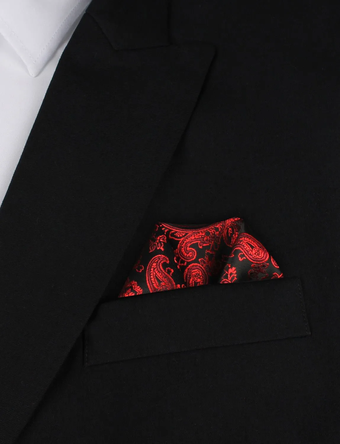 Paisley Red and Black Pocket Square sold by OTAA product image thumbnail 4