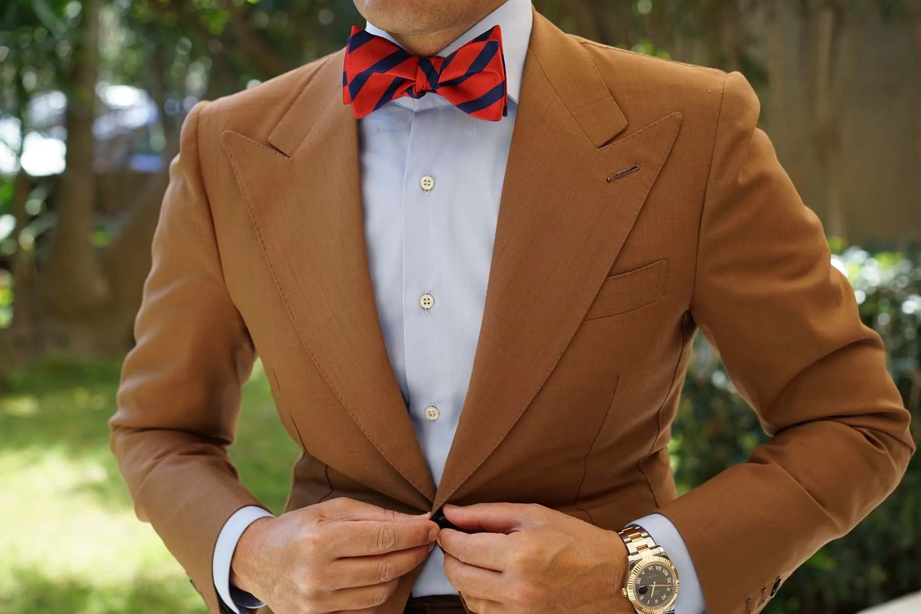Red and Navy Blue Diagonal - Bow Tie (Untied) sold by OTAA product image thumbnail 4