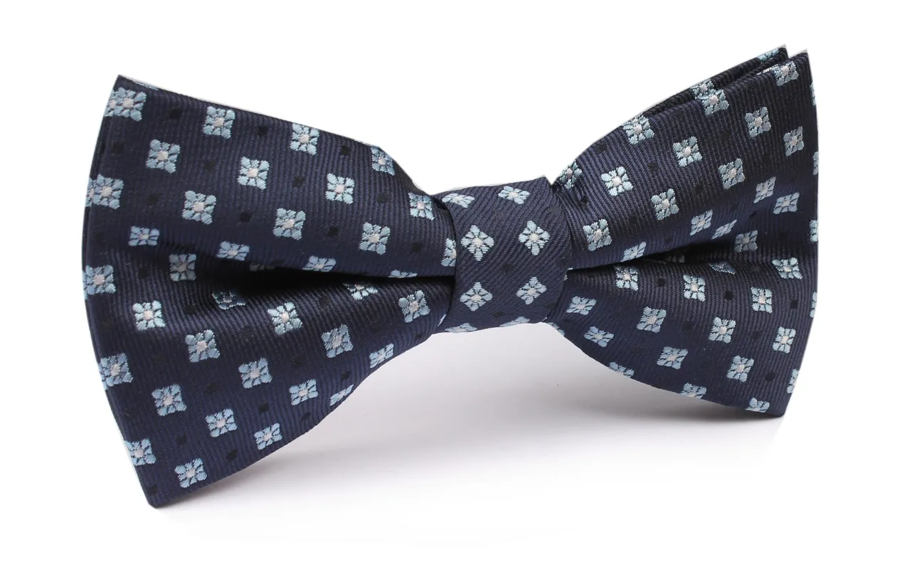 Navy Blue with Light Blue Pattern - Bow Tie made by OTAA