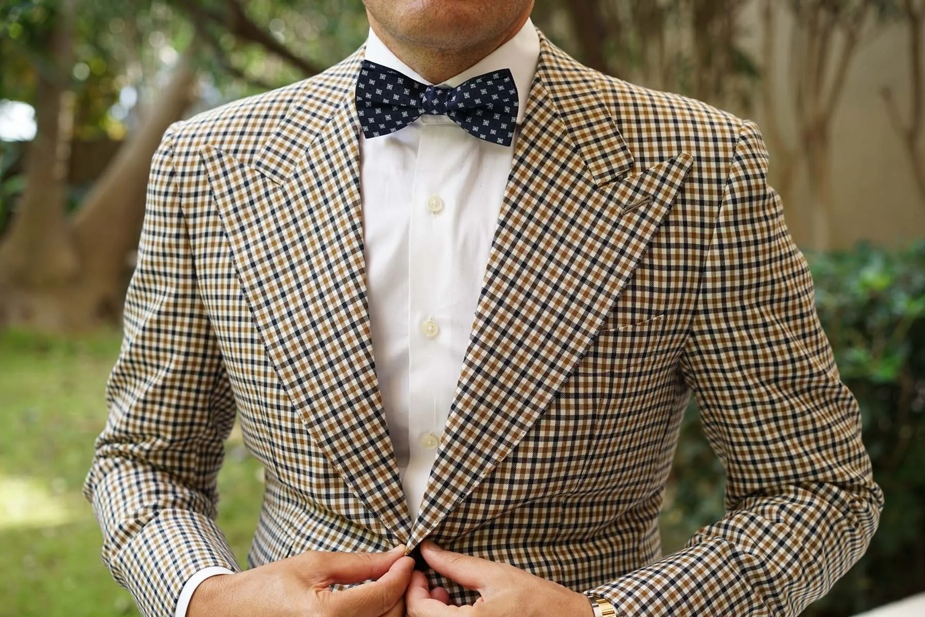 Navy Blue with Light Blue Pattern - Bow Tie sold by OTAA product image thumbnail 5