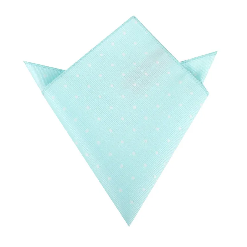 The OTAA Mint Blue with White Polka Dots Pocket Square made by OTAA
