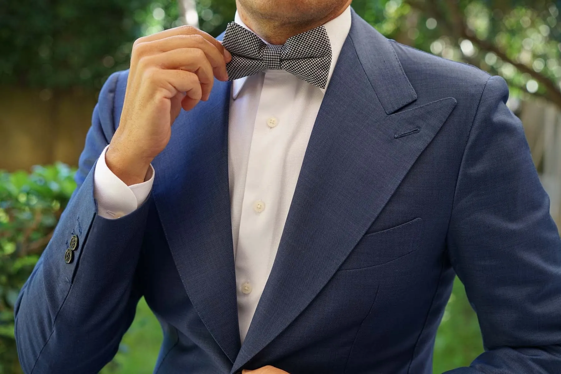 Black & White Houndstooth Cotton Bow Tie sold by OTAA product image thumbnail 3